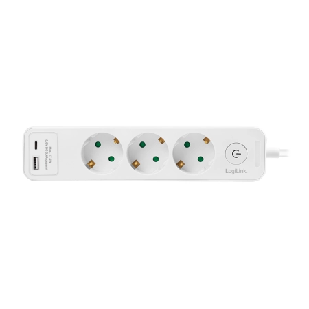 LogiLink Produžni kabl sa zaštitom 3 utičnice, 1X USB- A, 1X USB- C 1.5m LPS279U