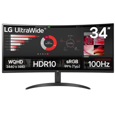 34" LG 34WR50QK-B  QHD 100Hz UltraWide Curved Display