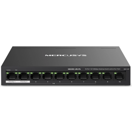 Mercusys MS110P Desktop Switch 10x10/100 + 8-Port PoE+